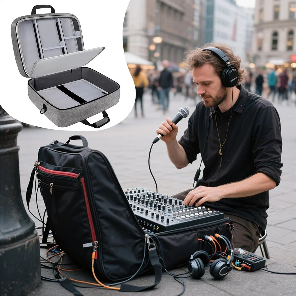 Audio Mixer Bag Large Recording Equipment Bag with Adjustable Storage Sound DJ Mixer Protective Bag Compact Audio DJ Mixer Case
