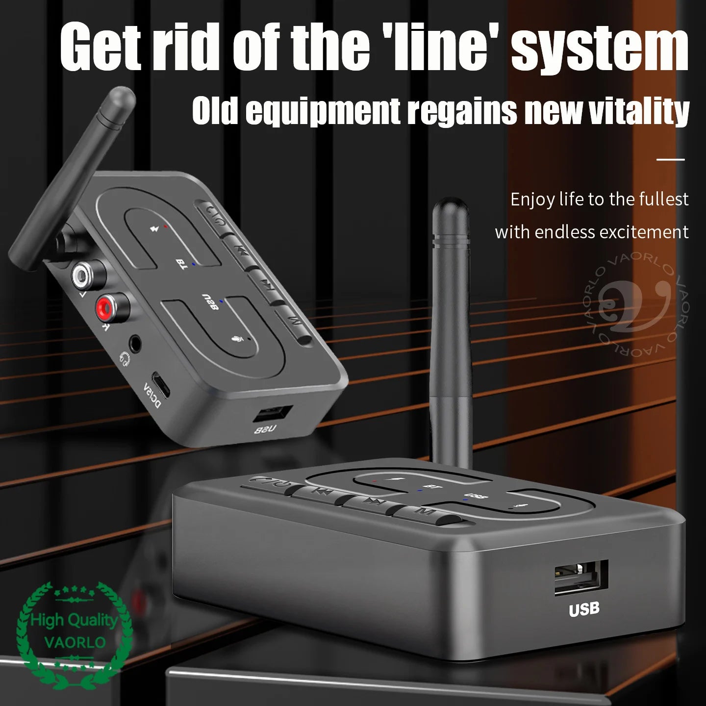 Bluetooth 6.0 Audio Receiver USB U-Disk Music Wireless Adapter With HD Mic Antenna 3.5mm AUX RCA HIFI Stereo For Car Speaker Amp