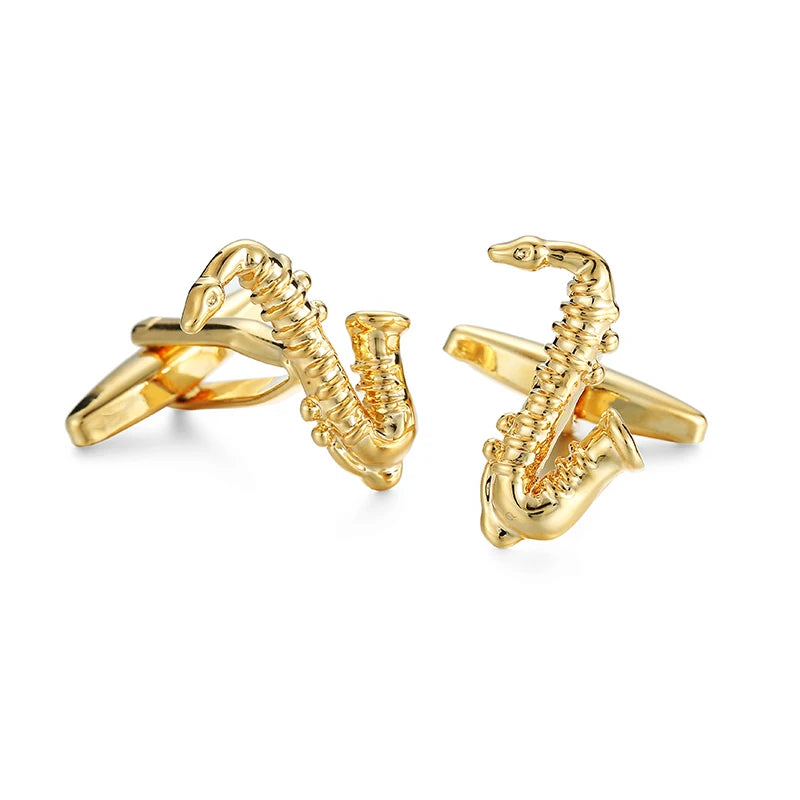 New music symbols music equipment design metal cufflinks copper material fashionable style men's French shirt cufflinks