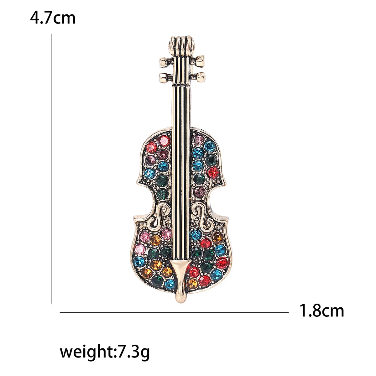 Enamel Violin Brooches for Women Unisex Rhinestone Music Equipment Pins Banquet Party Backpack Gifts Jewelry Accessories