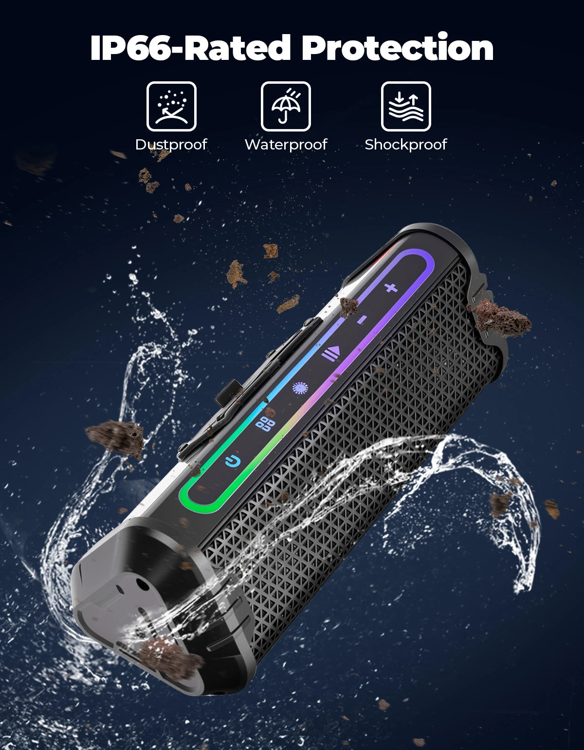 Motorcycle Audio Music Player Waterproof USB AUX LED Ambient Lighting for 7/8-1.25 Handlebar ATV UTV Accessories Equipments