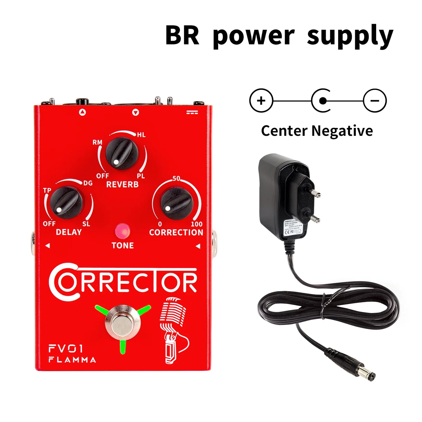 FLAMMA FV01 Vocal Effects Processor Pitch Correction with Delay Reverb Effects for Microphone Amplifier Stompbox Guitar