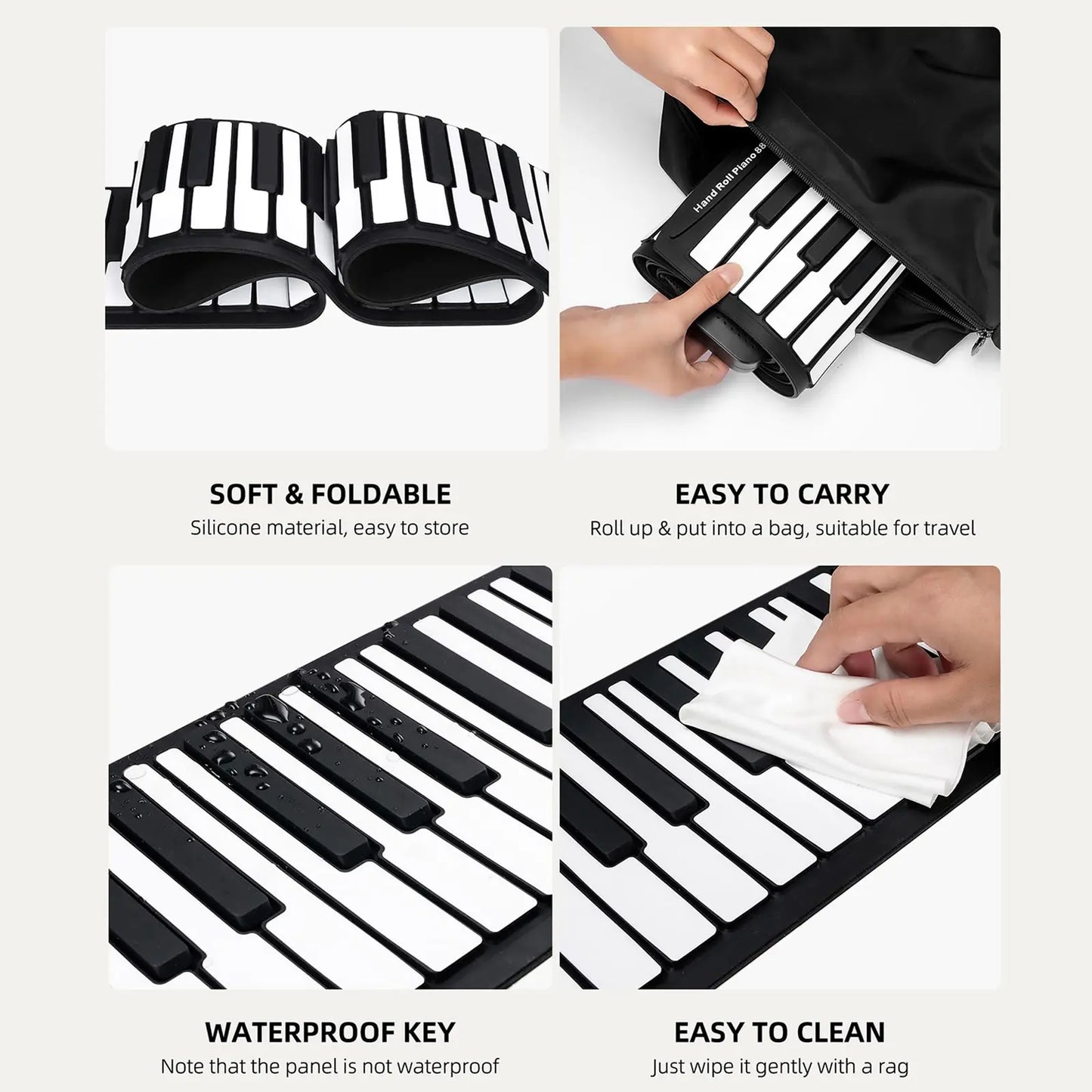 Pogolab 88 Keys Roll Up Keyboard Piano Portable Electric Foldable Piano with Sustain Pedal 14 Songs 128 Tones 128 Rhythms