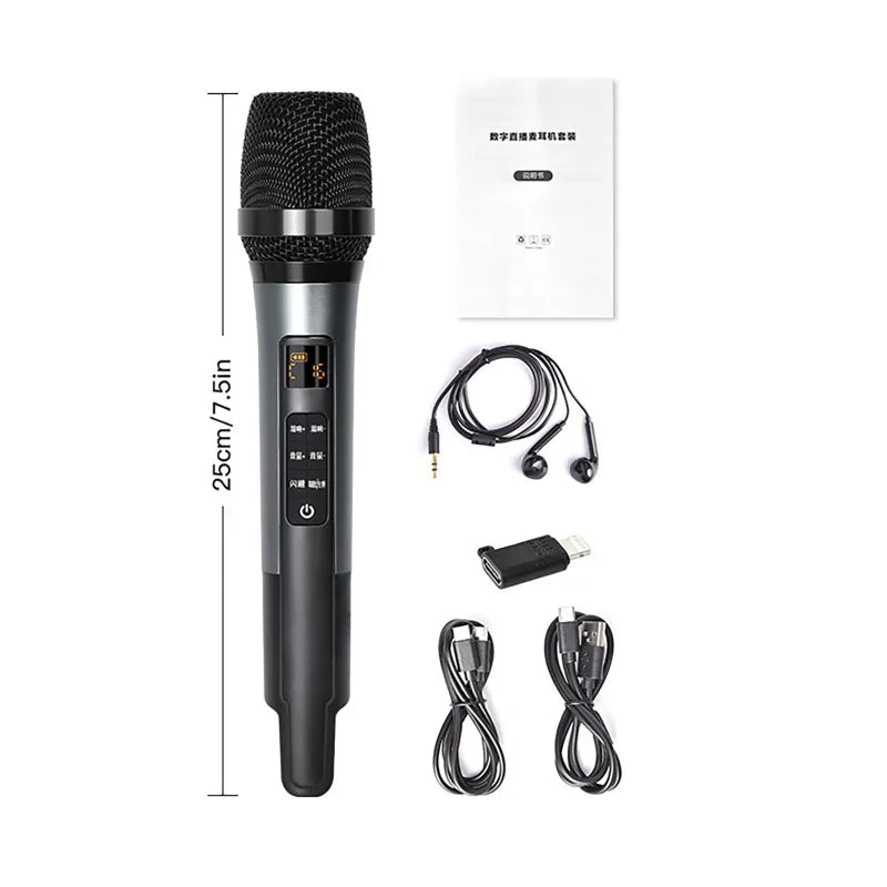 Handheld Microphone with Sound Card Effects All-in-One Noise-Canceling Mic Reverb Connecting Cell Phone for Equipment Live
