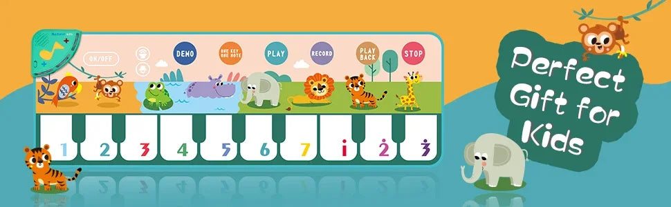 Kids Musical Piano Mat with 8 Animal Sounds Toddlers Floor Keyboard Dance Mat Baby Mat Musical Carpet Educational Toy Kids Gifts