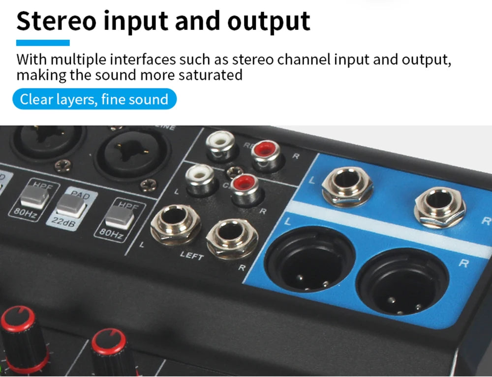 HD A4 A5 Sound Card Mixing Console Mixer Professional Audio 4 5 Channel Sound Mixer For Live Streaming DJ Audio Equipment