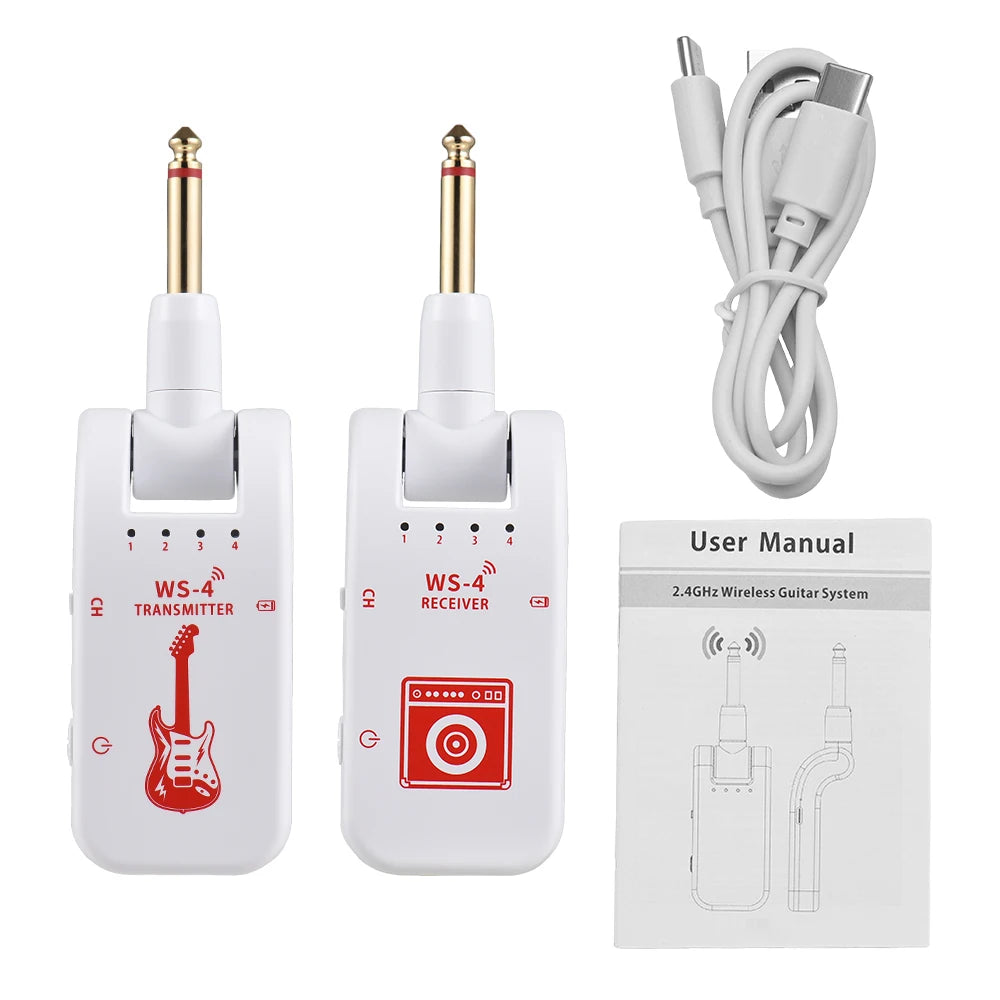 2.4G Wireless Guitar System Rechargeable Guitar Transmitter Receiver Set  for Electric Guitar Bass Electric Wind Instruments