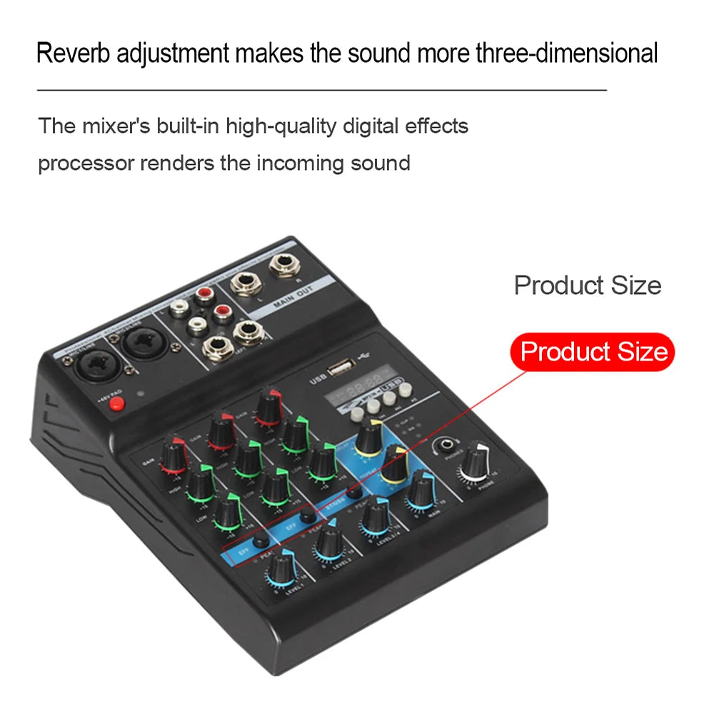 HD A4 A5 Sound Card Mixing Console Mixer Professional Audio 4 5 Channel Sound Mixer For Live Streaming DJ Audio Equipment
