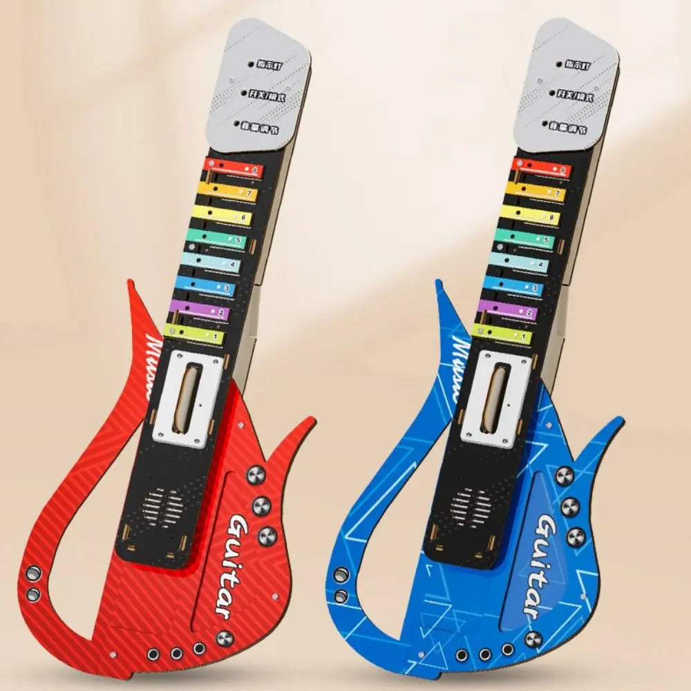 Wooden DIY Technology Electric Guitar DIY Assembly Sound Children's Music Guitar Interactive Portable Music Instrument