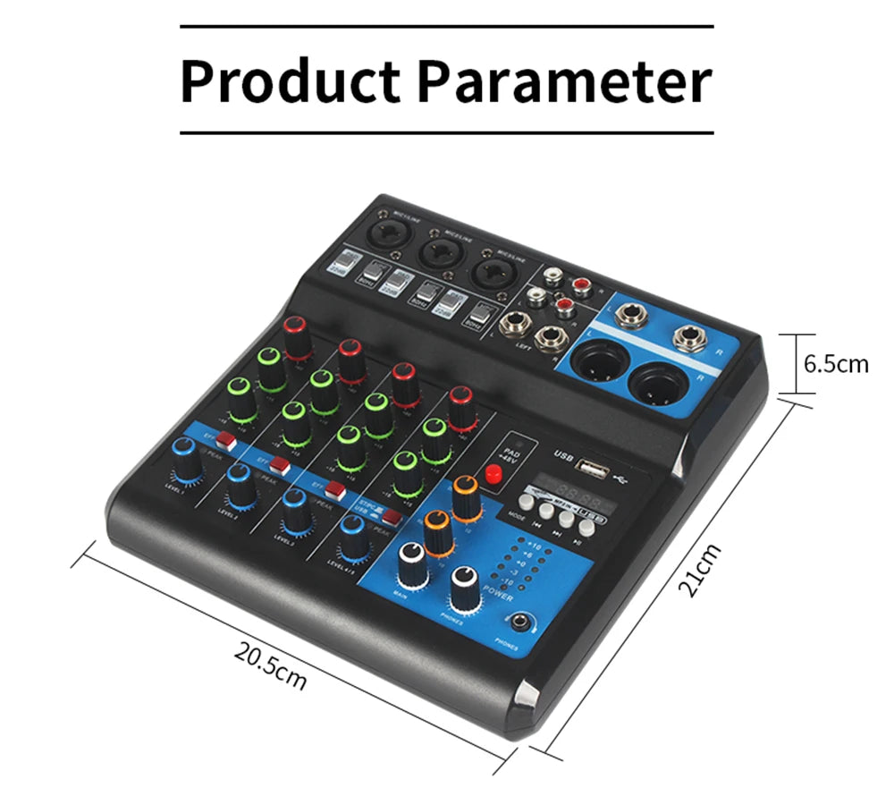 HD A4 A5 Sound Card Mixing Console Mixer Professional Audio 4 5 Channel Sound Mixer For Live Streaming DJ Audio Equipment