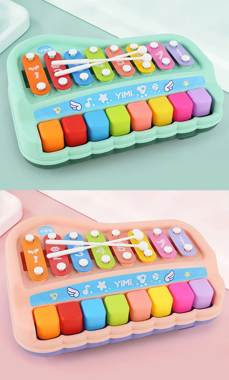 8-Note Xylophone Piano 2-in-1 Early Educational Musical Toy with Mallets for Baby Toddlers Montessori Learning Instrument Girls