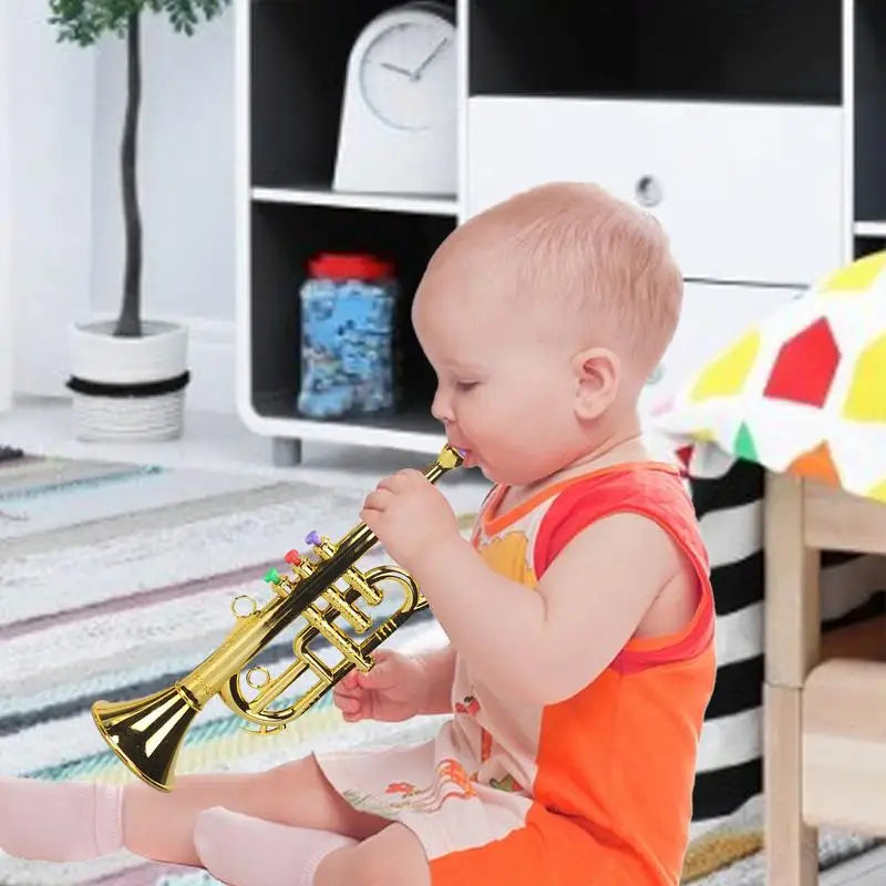 Children toy trumpet Musical Instrument three-tone trumpet Simulated Musical Brass Instruments Horn play house music equipment