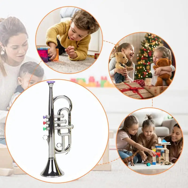 Children toy trumpet Musical Instrument three-tone trumpet Simulated Musical Brass Instruments Horn play house music equipment
