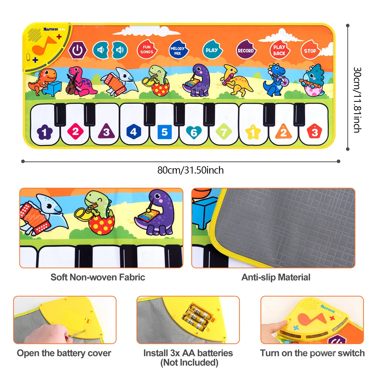 Piano Mat for Kids Kids Toddlers Floor Keyboard Dance Mat Baby Fitness Play Musical Carpet Music Instrument Toys Girl Boy Gift