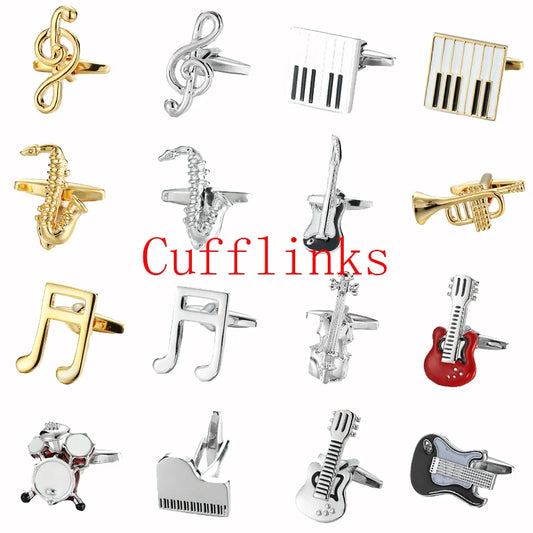 New music symbols music equipment design metal cufflinks copper material fashionable style men's French shirt cufflinks