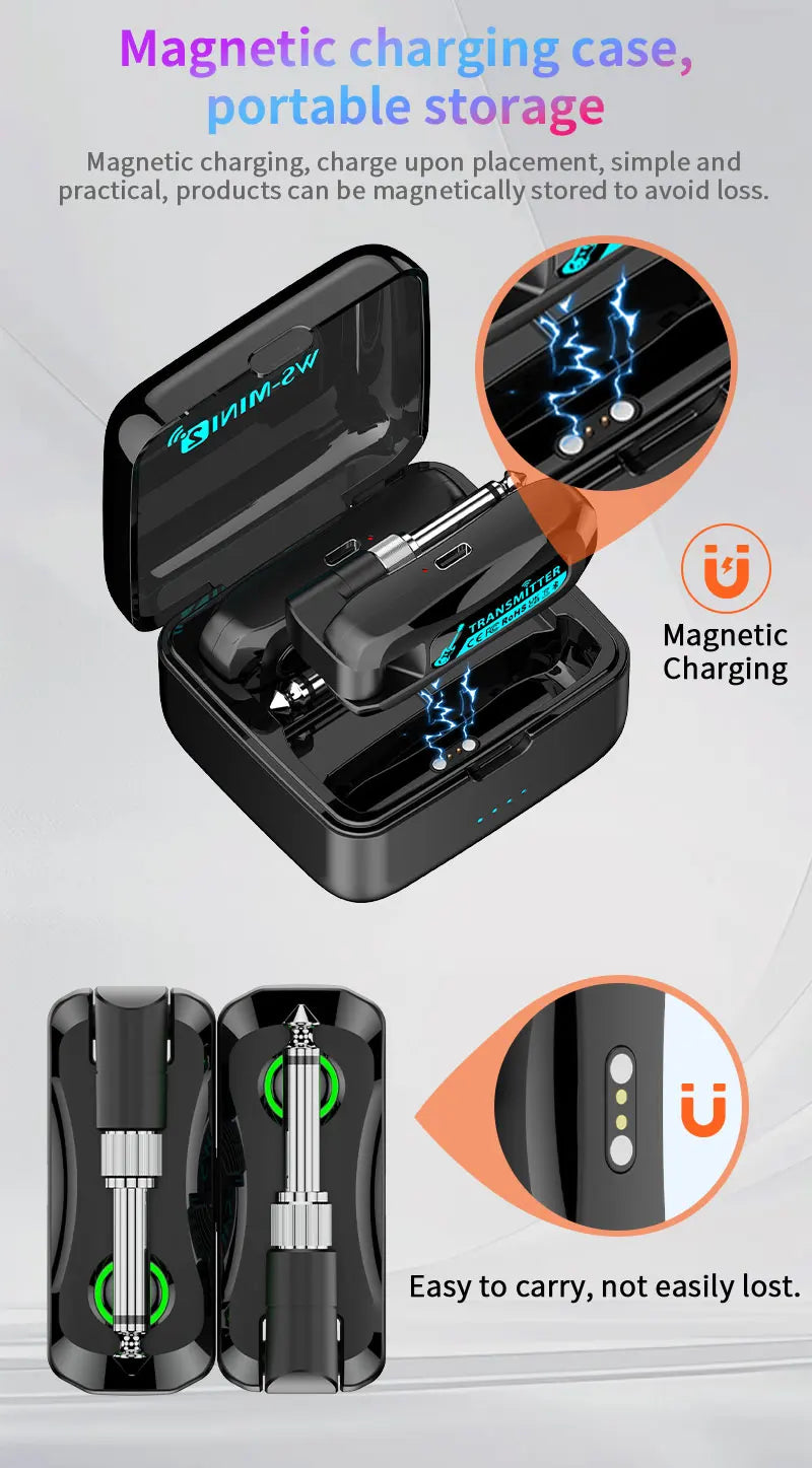 2.4GHz Mini Wireless Guitar System Rechargeable Audio Wireless Guitar Transmitter Receiver for Guitar Bass Electric Instruments