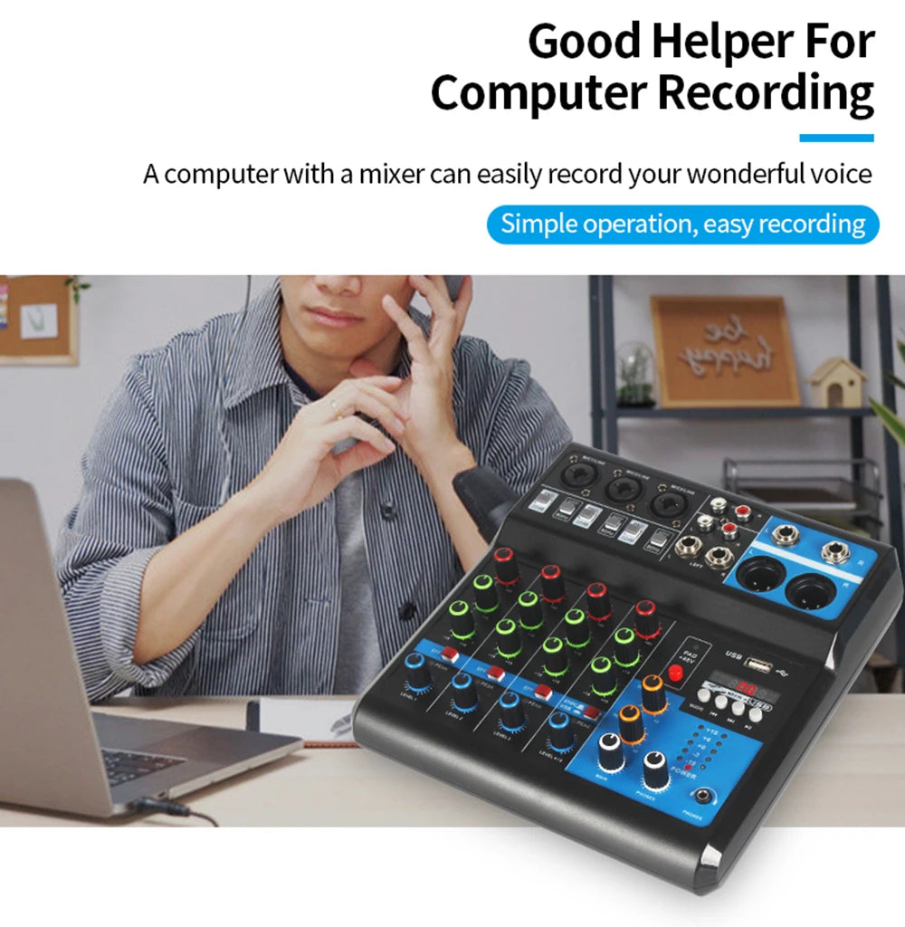 HD A4 A5 Sound Card Mixing Console Mixer Professional Audio 4 5 Channel Sound Mixer For Live Streaming DJ Audio Equipment