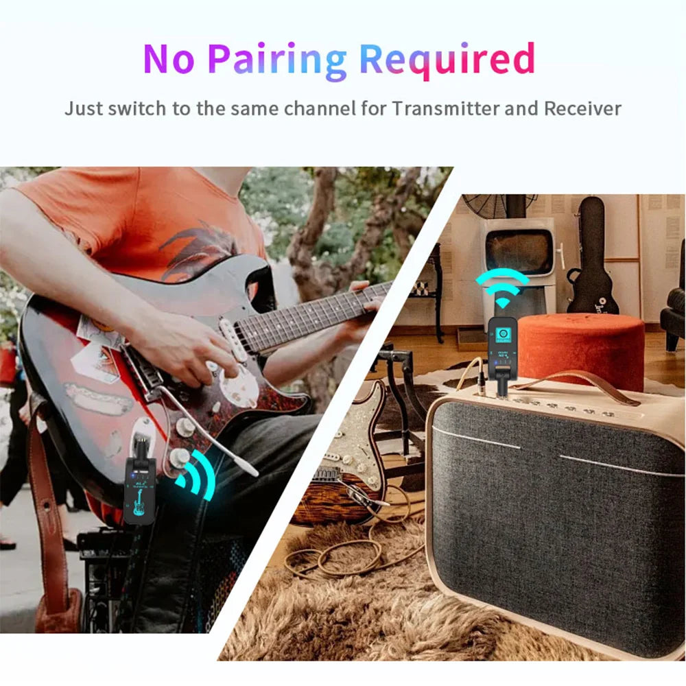 2.4G Wireless Guitar System Rechargeable Guitar Transmitter Receiver Set  for Electric Guitar Bass Electric Wind Instruments