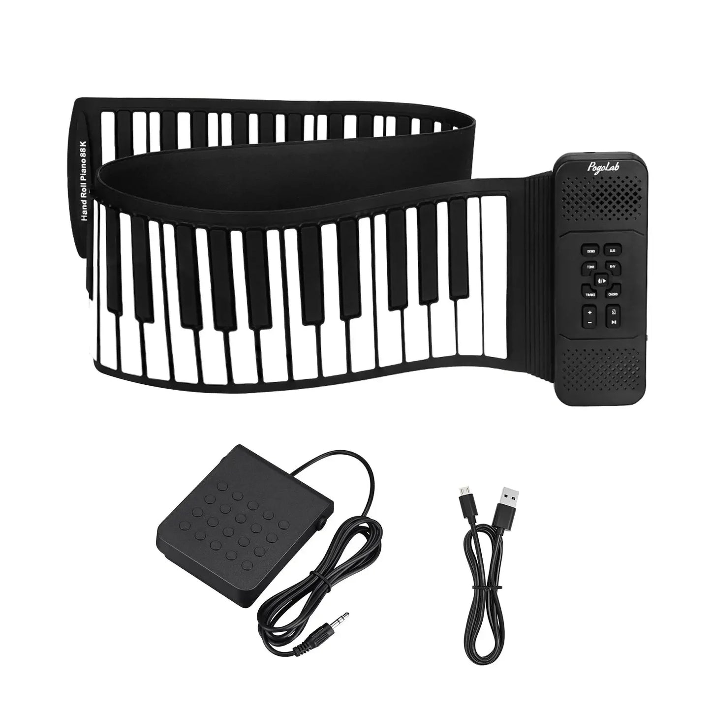 Pogolab 88 Keys Roll Up Keyboard Piano Portable Electric Foldable Piano with Sustain Pedal 14 Songs 128 Tones 128 Rhythms