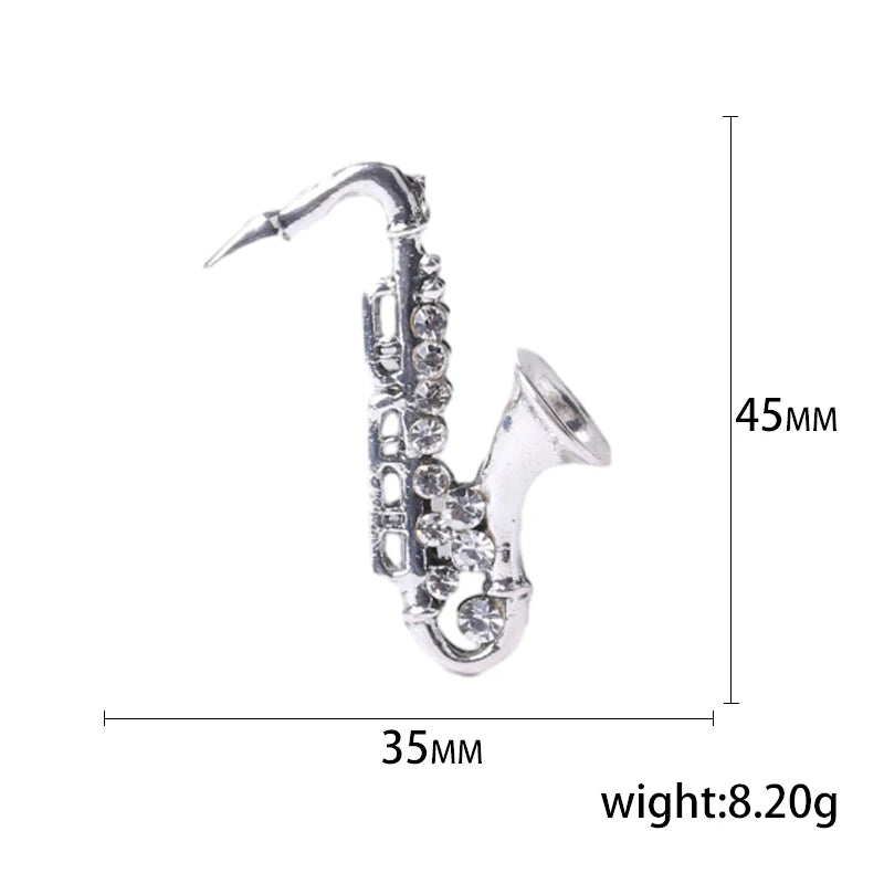 Enamel Violin Brooches for Women Unisex Rhinestone Music Equipment Pins Banquet Party Backpack Gifts Jewelry Accessories