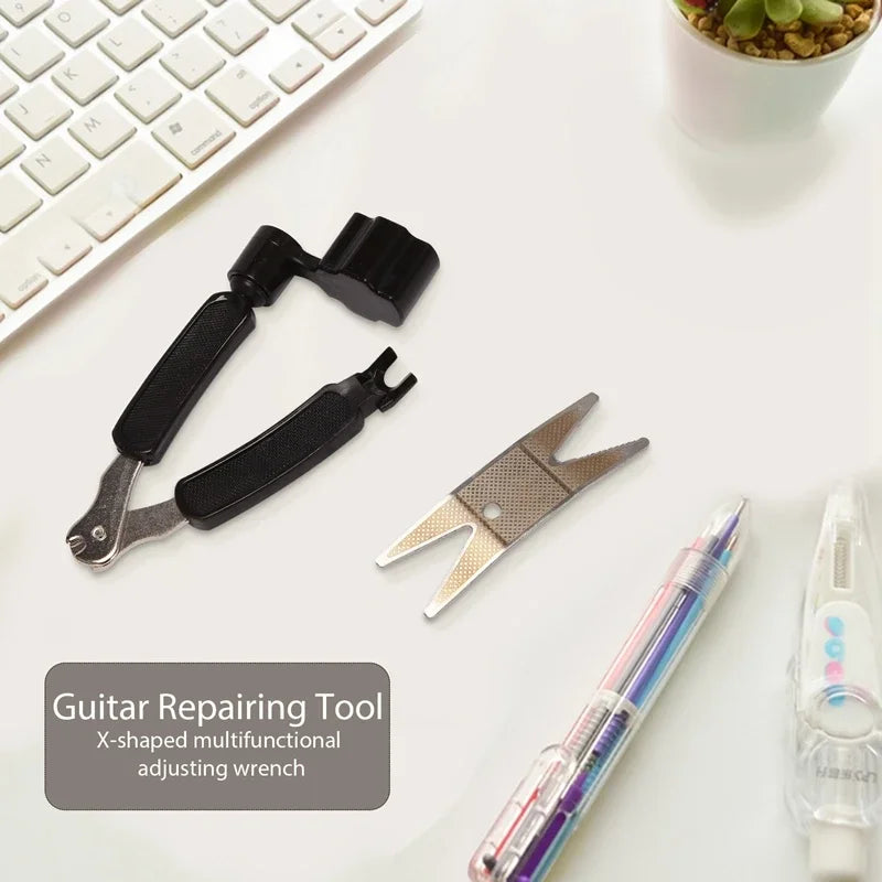 Guitar Repair Tool Kit 20 pcs in 1 Guitar Tool with String Organizer Winder String Cutter String Action Ruler Gauge Fingered Gua