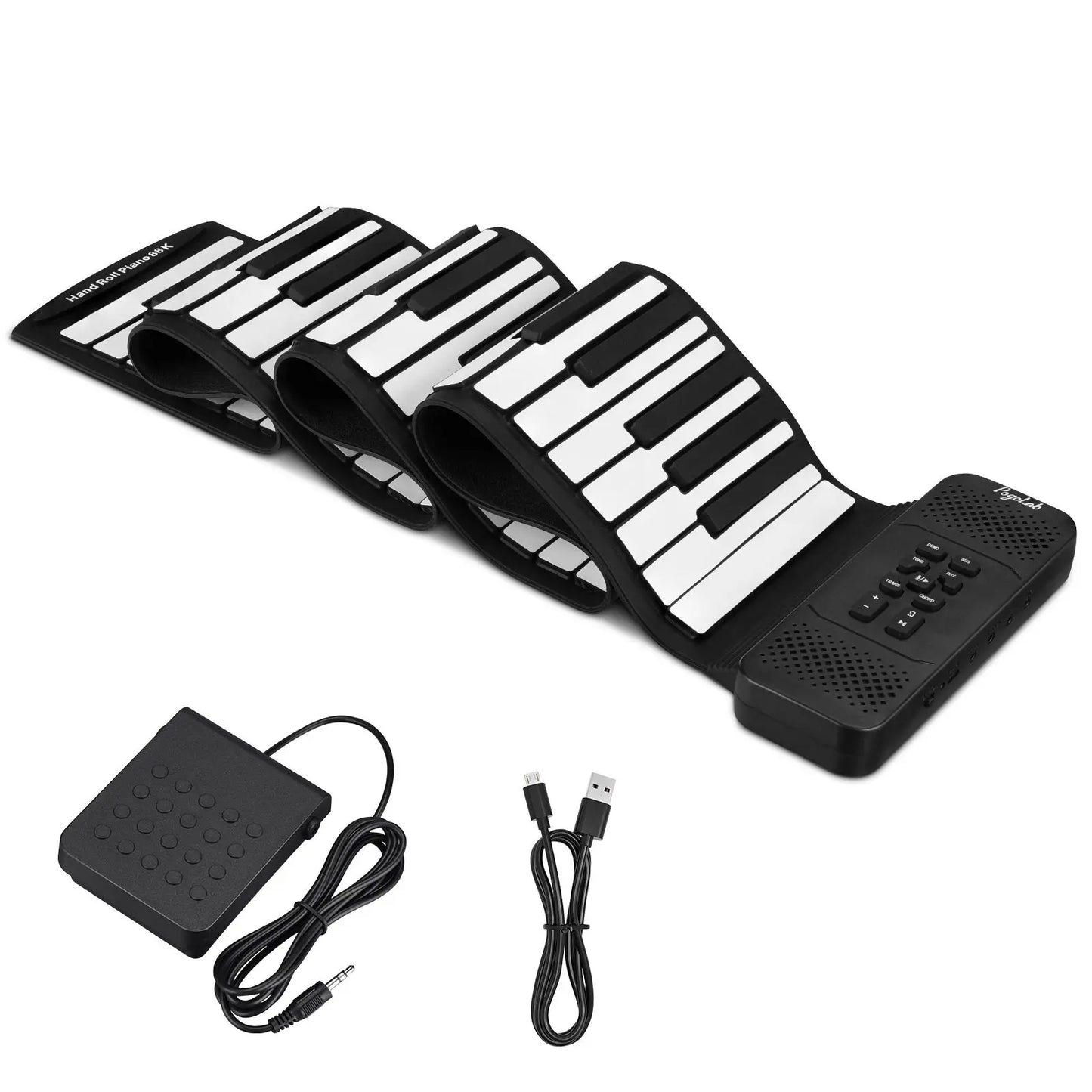 Pogolab 88 Keys Roll Up Keyboard Piano Portable Electric Foldable Piano with Sustain Pedal 14 Songs 128 Tones 128 Rhythms