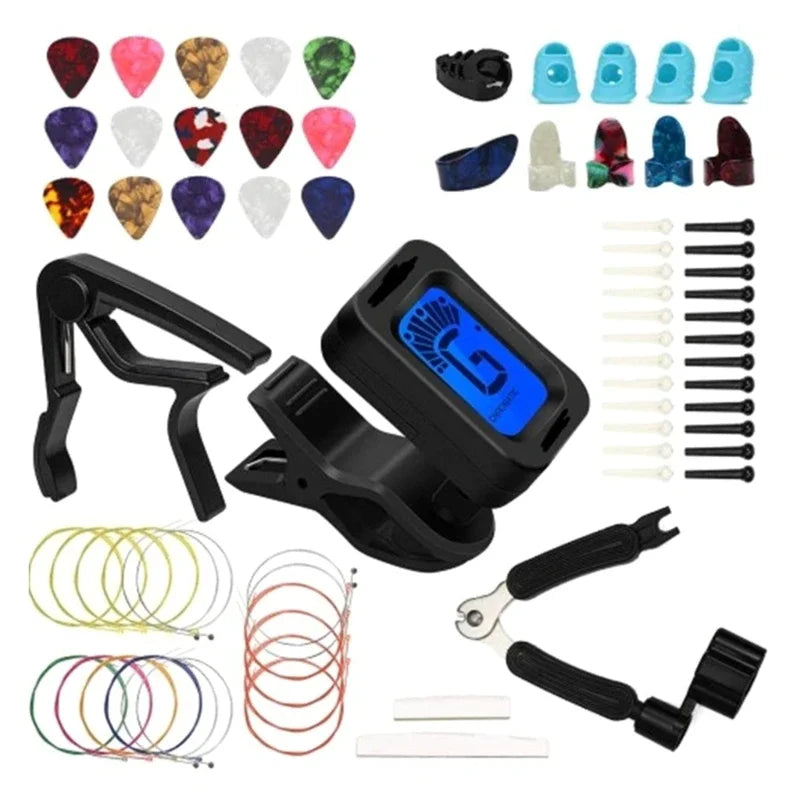 Guitar Accessories Full Kit Guitar Picks & Capo & Tuner & Guitar Strings & Strap Locks & Pick Holder & Fret Wire