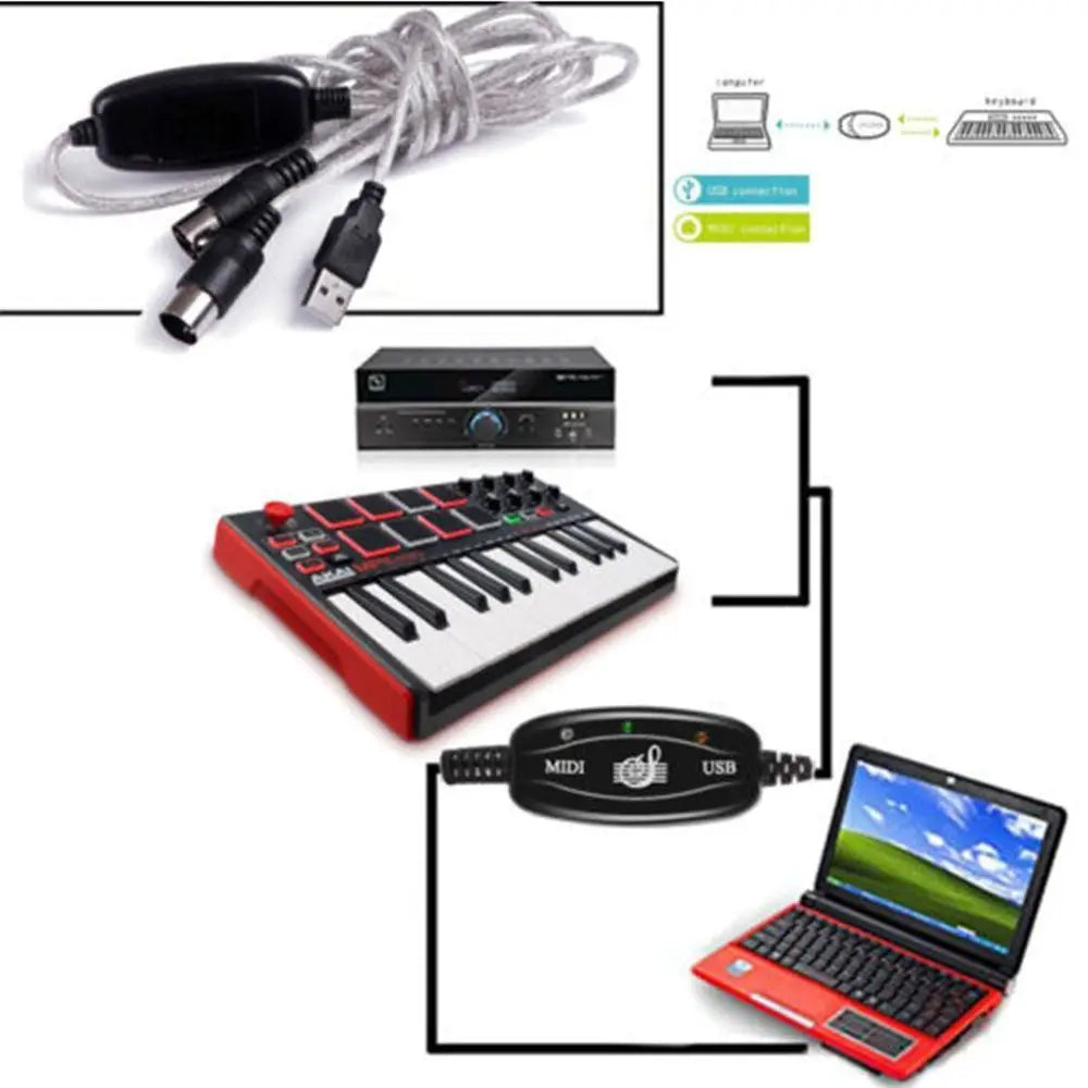 for Electric Piano for Keyboard PC USB In Out Audio Music Line Drum Adapter MIDI Cable USB IN-OUT Converter MIDI to USB Cable