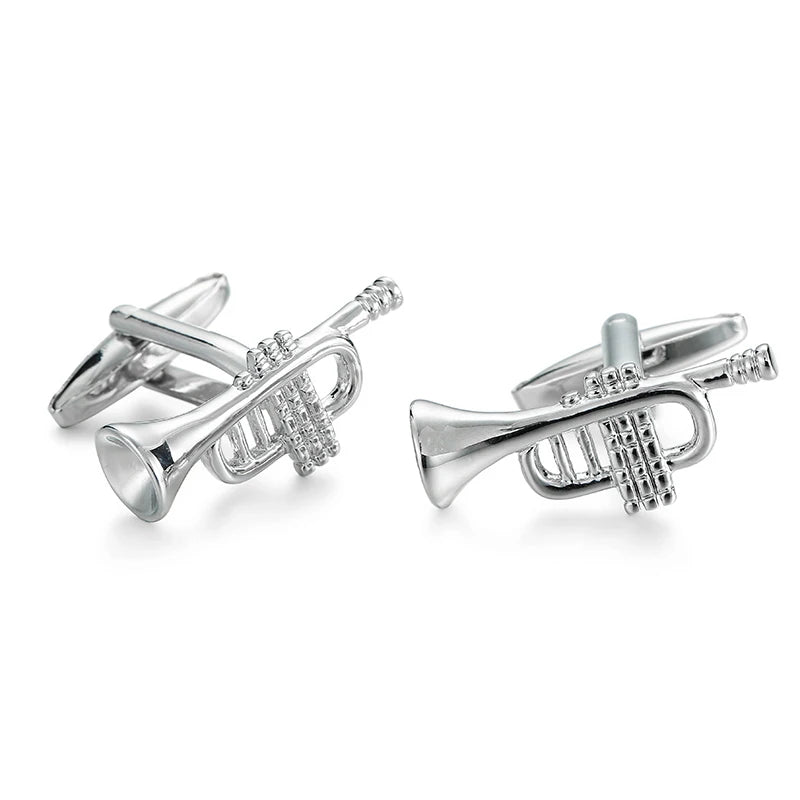 New music symbols music equipment design metal cufflinks copper material fashionable style men's French shirt cufflinks