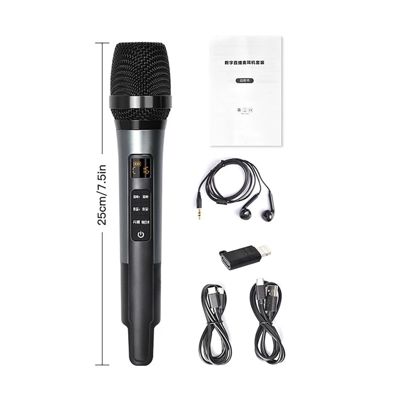 Handheld Microphone with Sound Card Effects All-in-One Noise-Canceling Mic Reverb Connecting Cell Phone for Equipment Live