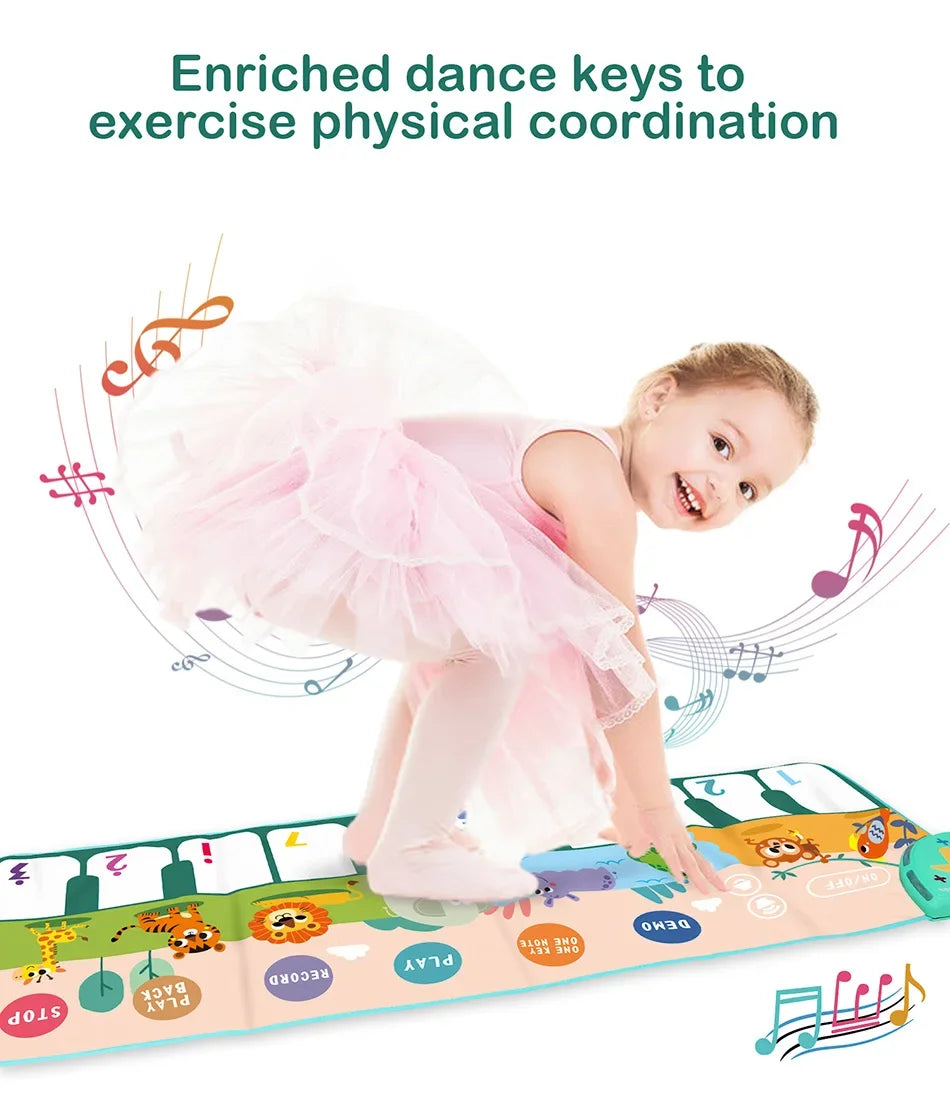 Kids Musical Piano Mat with 8 Animal Sounds Toddlers Floor Keyboard Dance Mat Baby Mat Musical Carpet Educational Toy Kids Gifts