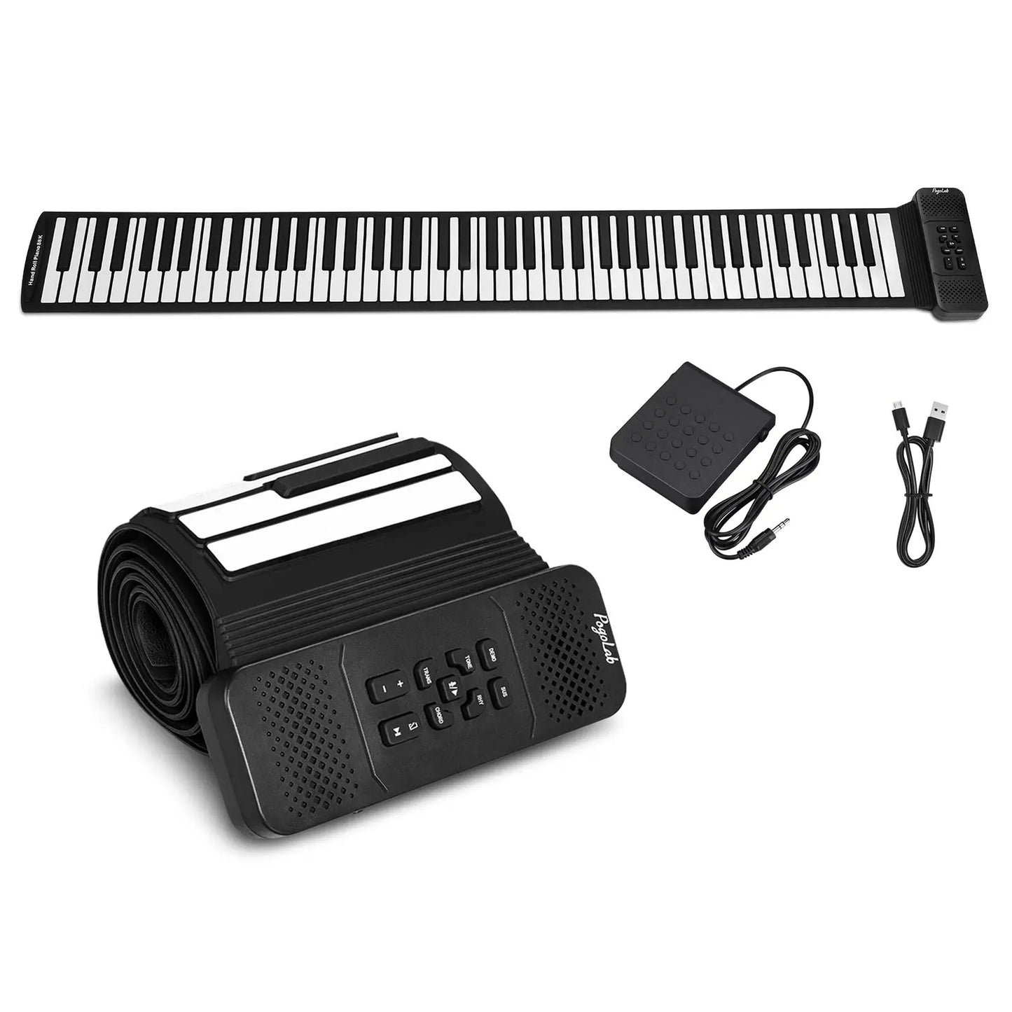 Pogolab 88 Keys Roll Up Keyboard Piano Portable Electric Foldable Piano with Sustain Pedal 14 Songs 128 Tones 128 Rhythms