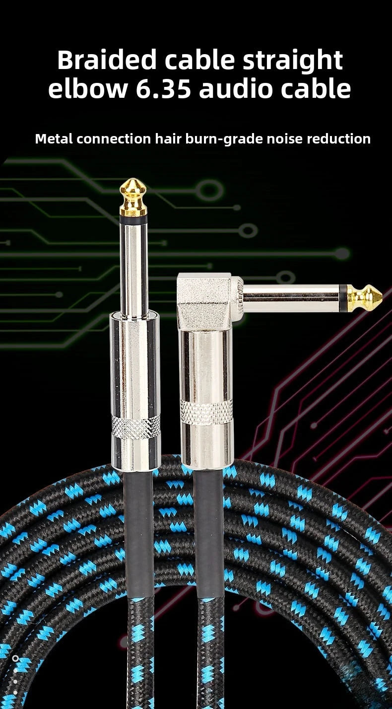 Guitar Cable1.5m/3m/5m/10m Electronic Instrument Cable Straight Elbow Bass Amplifier Cable Electric Guitar Bass Audio Mono Cable