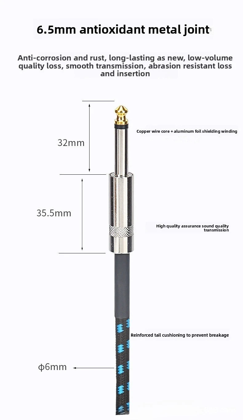 Guitar Cable1.5m/3m/5m/10m Electronic Instrument Cable Straight Elbow Bass Amplifier Cable Electric Guitar Bass Audio Mono Cable