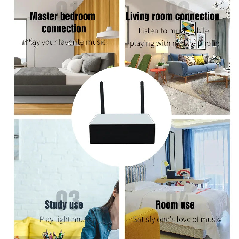 Wireless Multi-Room Streaming Amplifier Home WiFi and Bluetooth-compatible HiFi Stereo digital multiroom amplifier with App