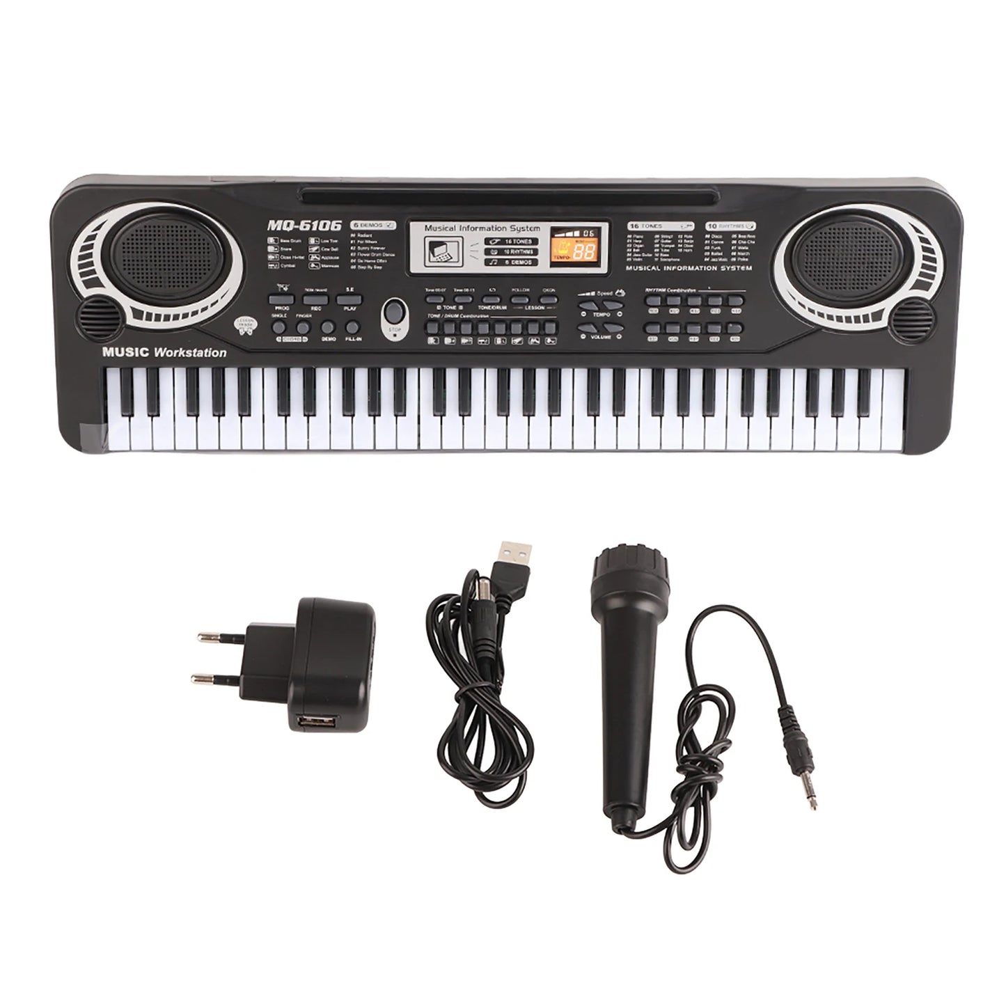 Electric Piano Musical Instruments  61‑Key Electric Digital Key Board Piano Musical Instruments Kids  with Microphone