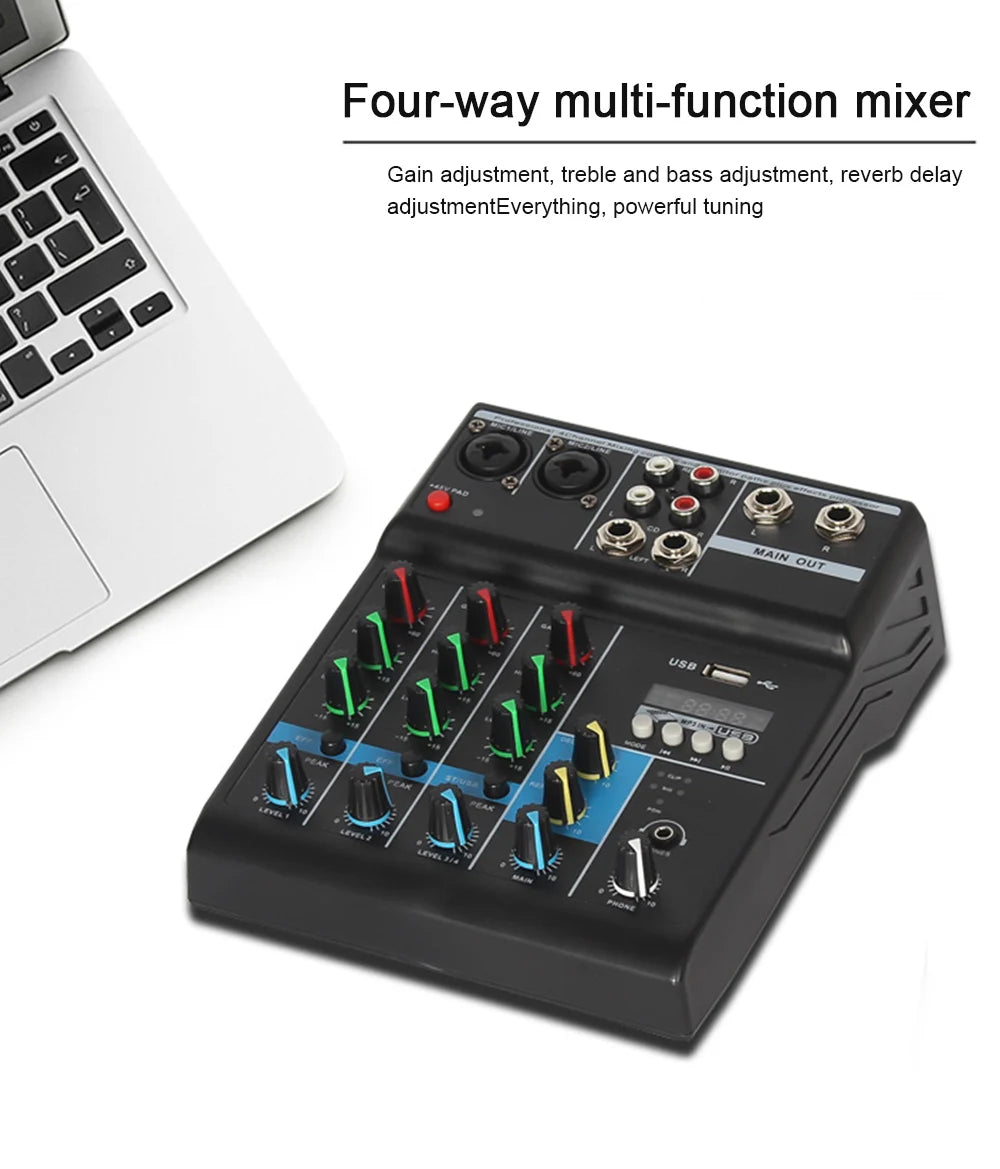 HD A4 A5 Sound Card Mixing Console Mixer Professional Audio 4 5 Channel Sound Mixer For Live Streaming DJ Audio Equipment