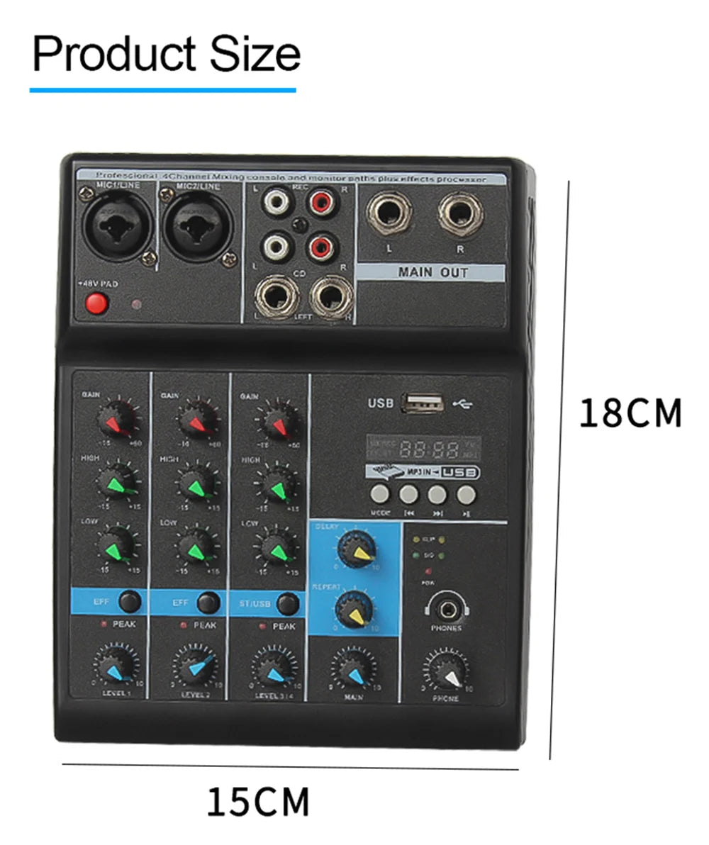 HD A4 A5 Sound Card Mixing Console Mixer Professional Audio 4 5 Channel Sound Mixer For Live Streaming DJ Audio Equipment