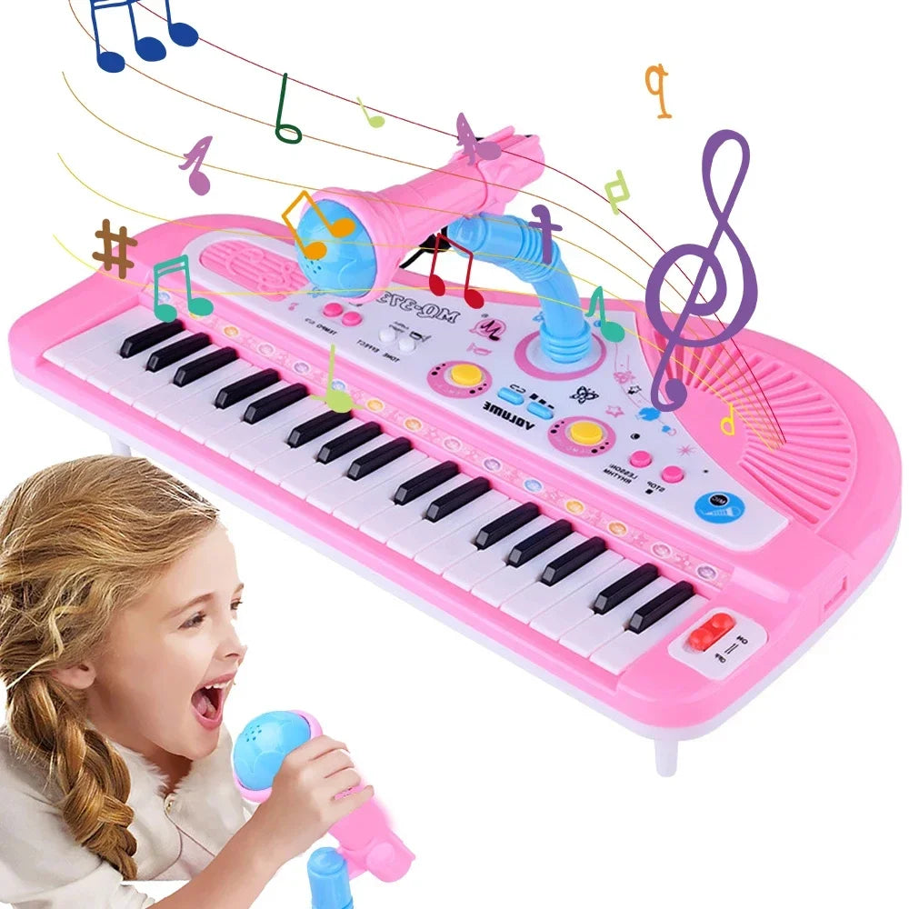 Kids Musical Piano 37 Key Electronic Keyboard Piano for Kids with Microphone Musical Instrument Educational Toys for Boys Gilrs
