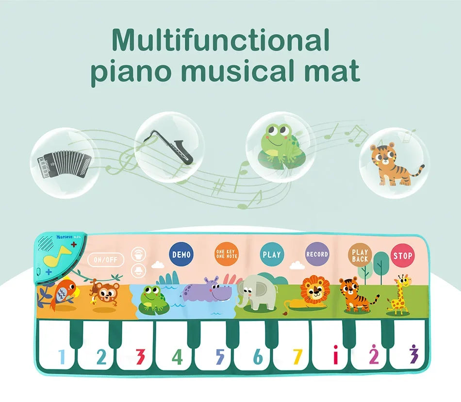 Kids Musical Piano Mat with 8 Animal Sounds Toddlers Floor Keyboard Dance Mat Baby Mat Musical Carpet Educational Toy Kids Gifts