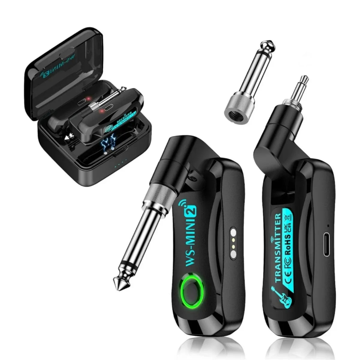 2.4GHz Mini Wireless Guitar System Rechargeable Audio Wireless Guitar Transmitter Receiver for Guitar Bass Electric Instruments