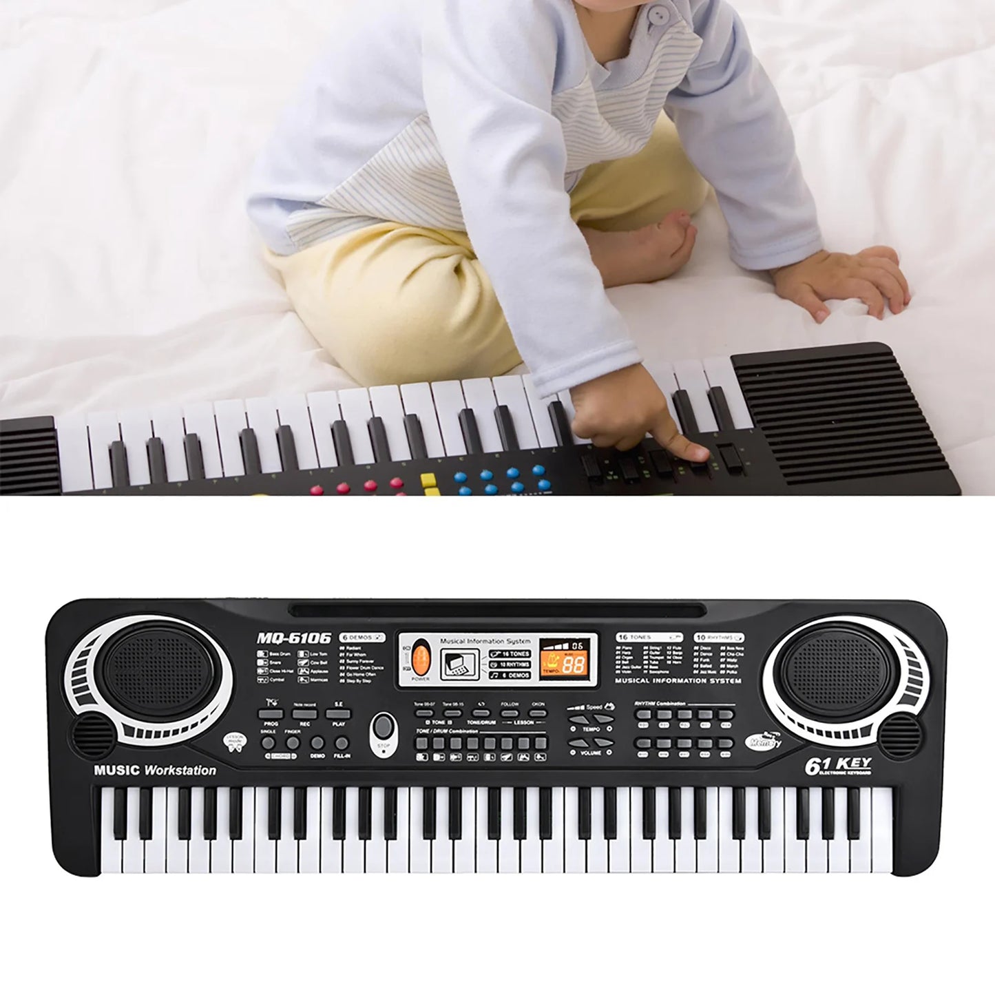 Electric Piano Musical Instruments  61‑Key Electric Digital Key Board Piano Musical Instruments Kids  with Microphone