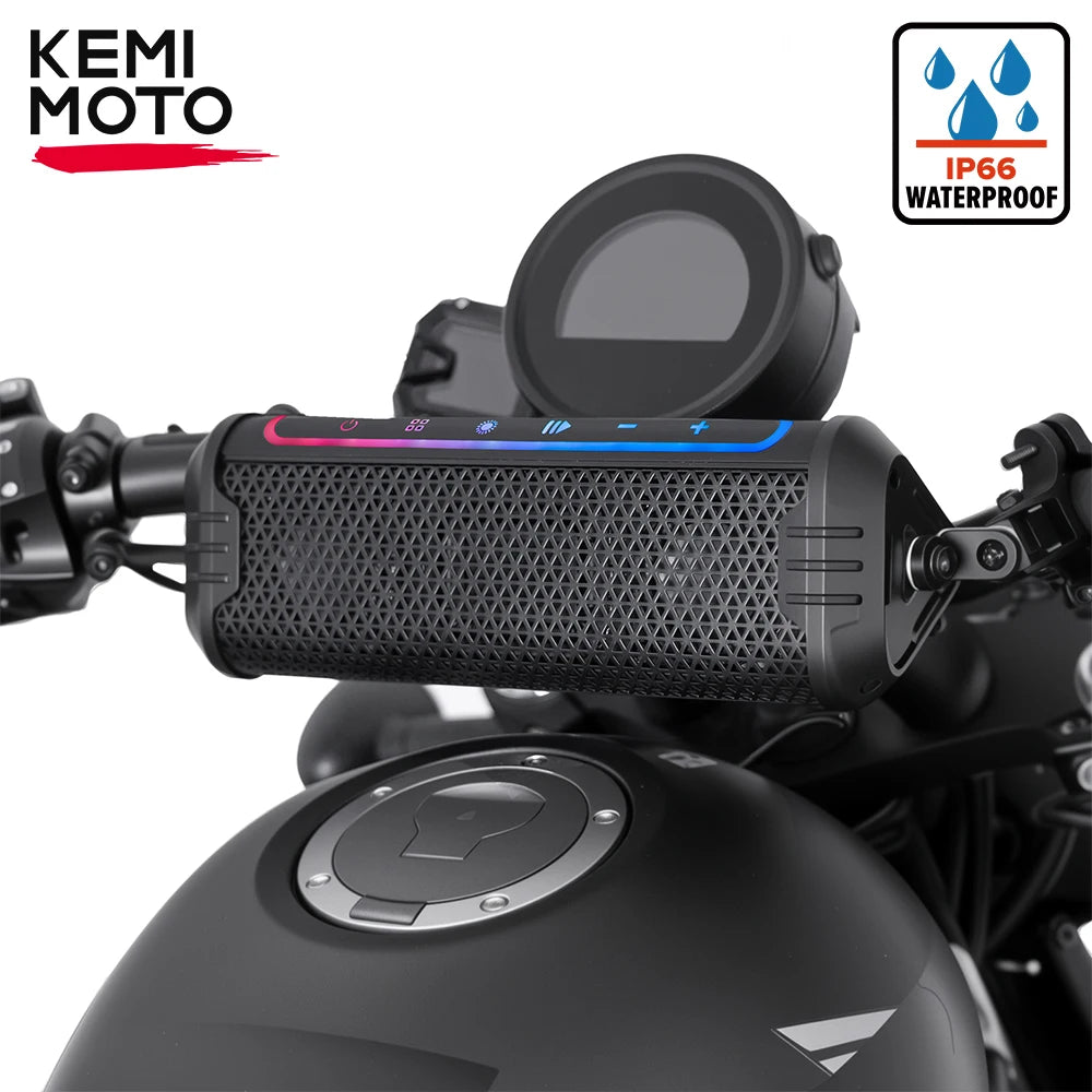 Motorcycle Audio Music Player Waterproof USB AUX LED Ambient Lighting for 7/8-1.25 Handlebar ATV UTV Accessories Equipments