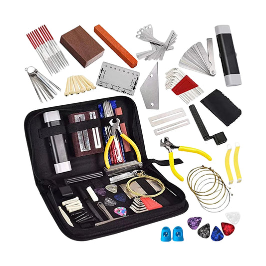 Guitar Repair Tool Kit 77 Pieces Guitar Maintenance Kit Set Multifunction Maintenance Package with Measuring Tools