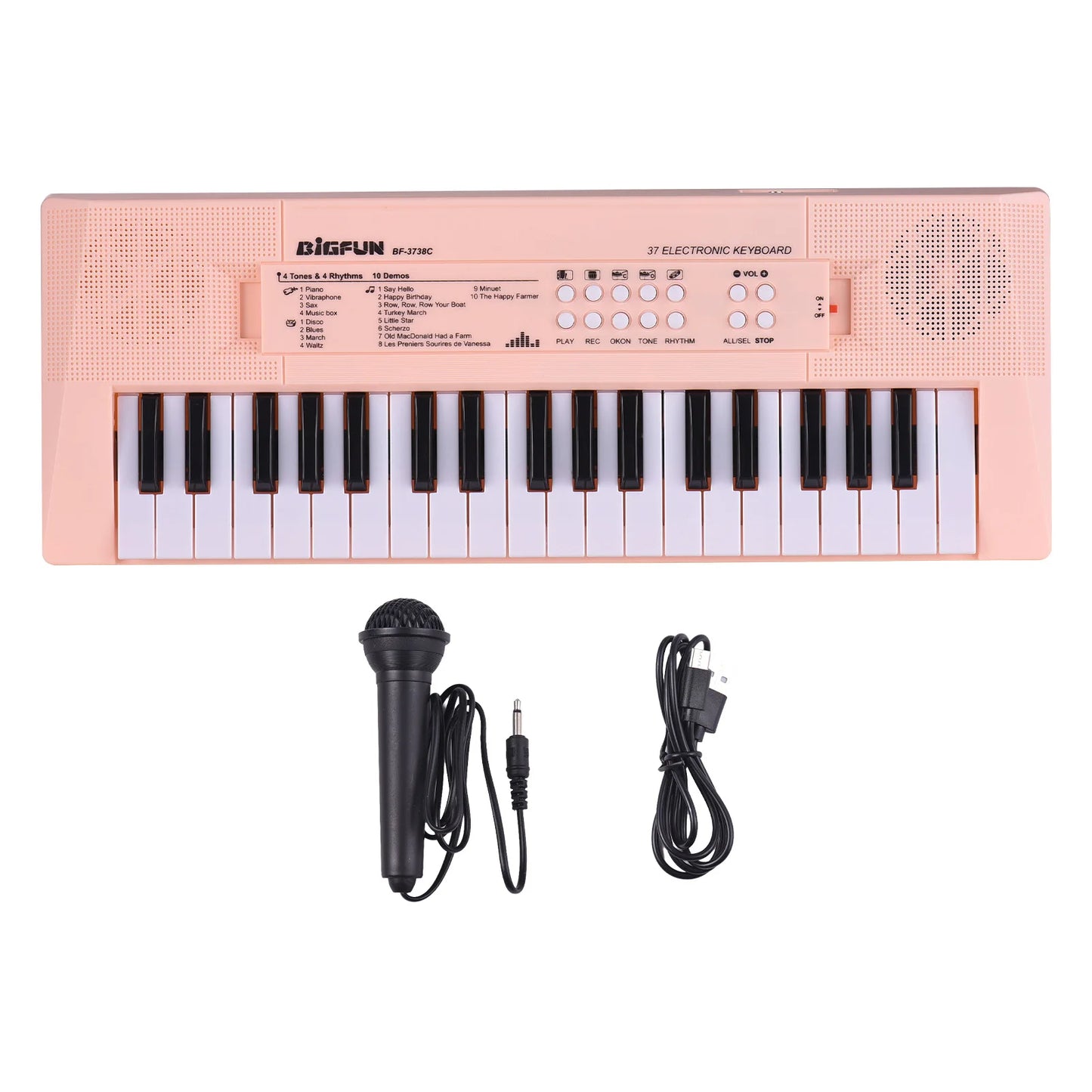 37 Key Electronic Keyboard Piano 4 Tones 4 Rhythms 10 Demos 5 Percussions Single Speaker Musical Instrument for Beginners