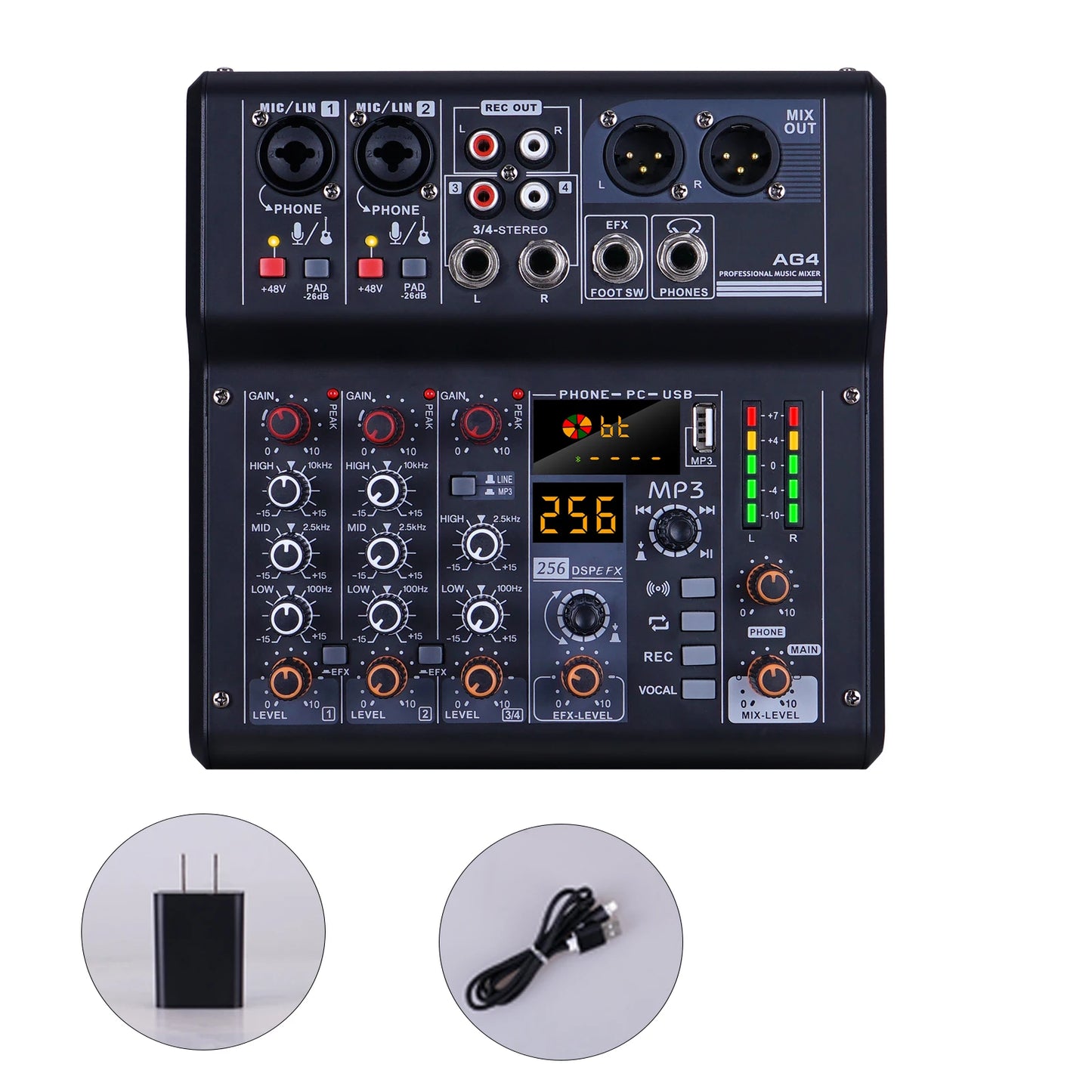 Sound card mixer mobile computer live broadcast network K song recording arranging suit belt USB reverberation 5V