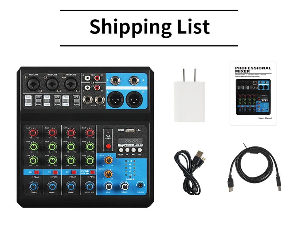 HD A4 A5 Sound Card Mixing Console Mixer Professional Audio 4 5 Channel Sound Mixer For Live Streaming DJ Audio Equipment