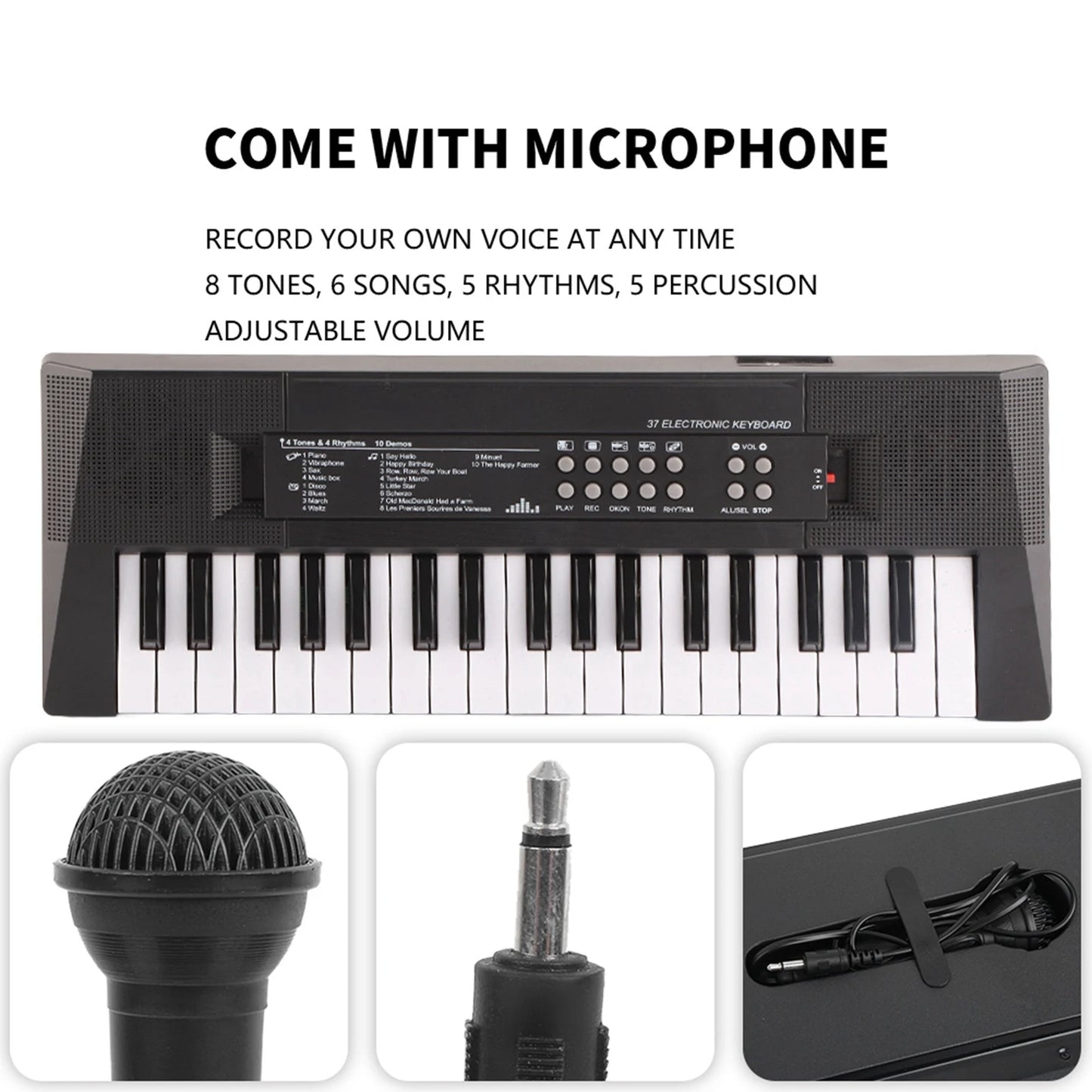 Electric Keyboard 37 Key Piano Children's Musical Instrument  Microphone Recording Function Electric Piano Electric Keyboard