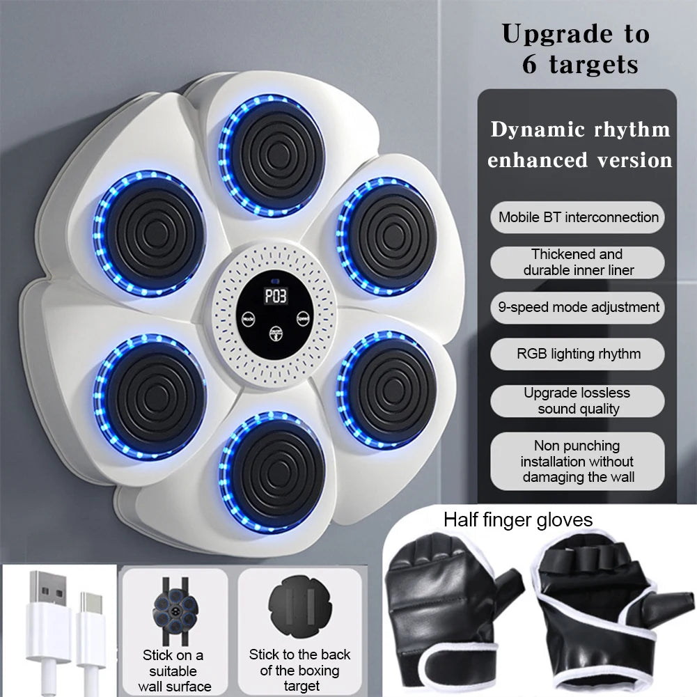 Music Boxing Machine Music Boxing Puncher Wall Mounted Smart Bluetooth-Compatible Boxing Machine Type C Charging for Kids Adults