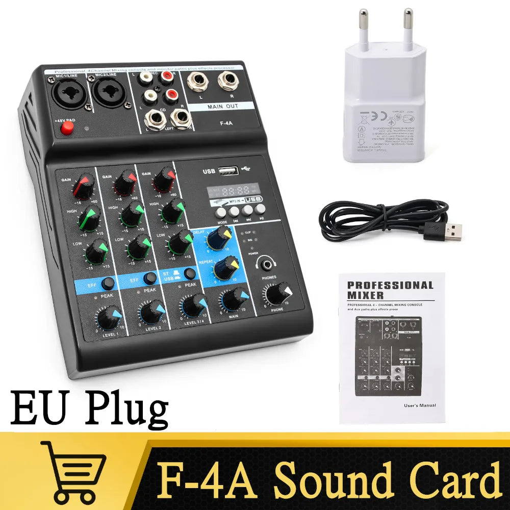 HD A4 A5 Sound Card Mixing Console Mixer Professional Audio 4 5 Channel Sound Mixer For Live Streaming DJ Audio Equipment
